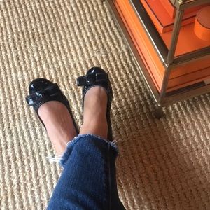 Lanvin Ballerina Shoes in Navy Patent Leather